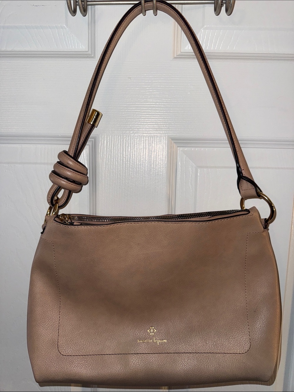 Nanette Lepore Blush Pink Shoulder Bag Gold Hardware Leopard Lining Chic Purse